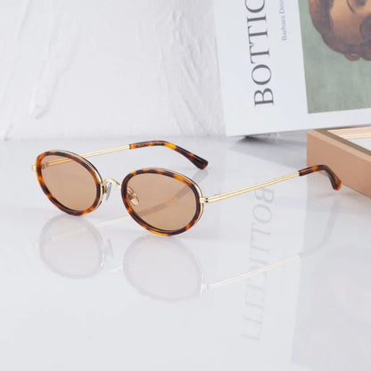 Reign Oval Desgier Women's Sunglasses Alloy Acetate Small Face Fashion Street UV400 High Quality Ultralight Eyeglasses with Case