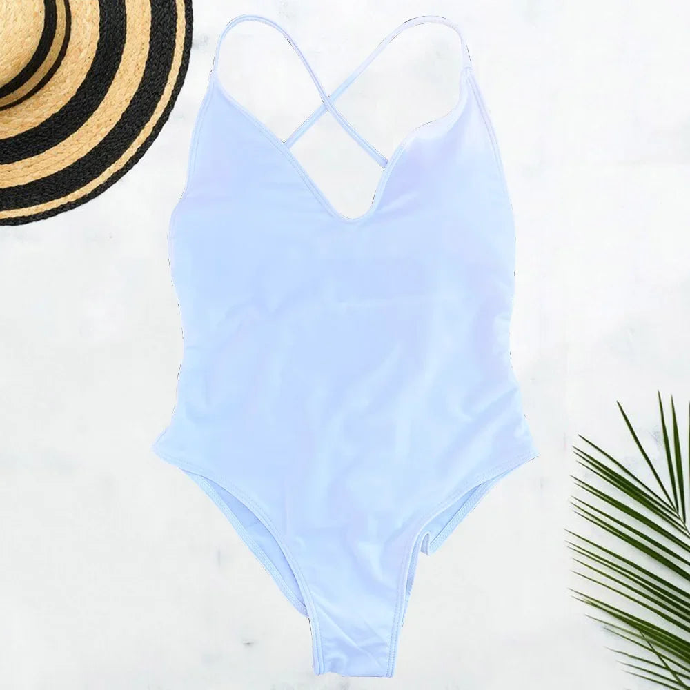 Solid One Piece Swimsuit Women Swimwear 2025 New Bikini Sexy Bodysuit Plus Size Bathing Suit Swimming Suit Maillot De Bain Femme