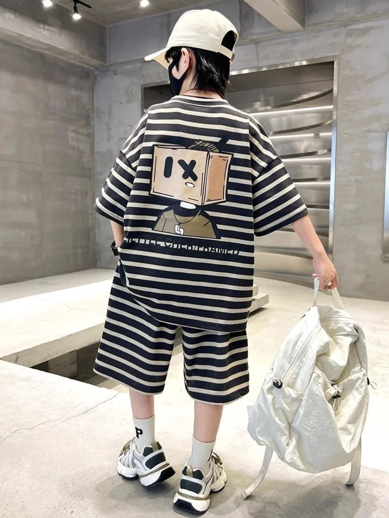 Stripe Sport Two-Piece Set Children Sets Shorts for Boy Children's Clothing From 3 To 4 Boys Outfit Cartoon Fashion Clothes Kids