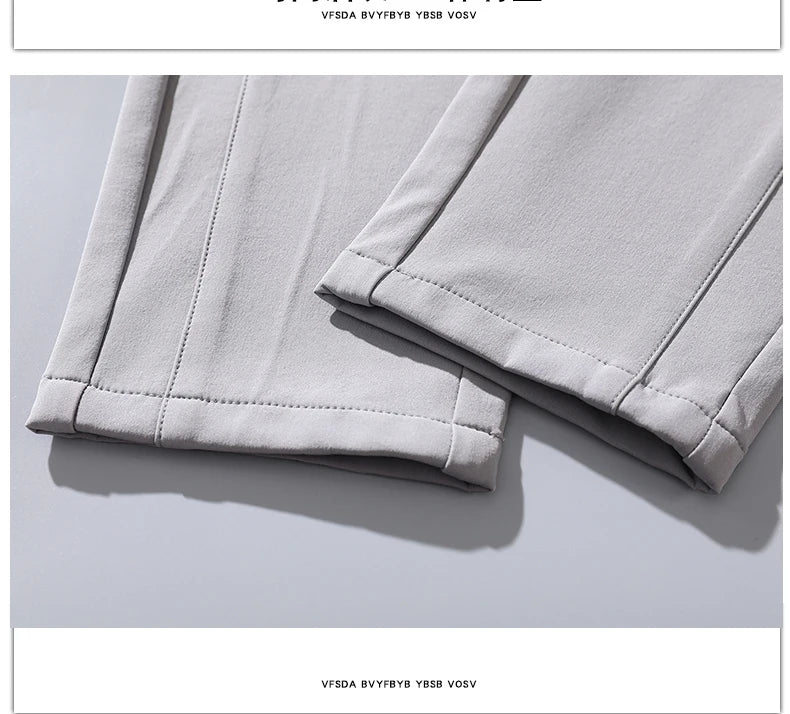 Winter Fleece Golf Casual Pants Men Business Slim Stretch Jogger Thick Trousers Korean Classic Elastic Waist Velvet Male Pants