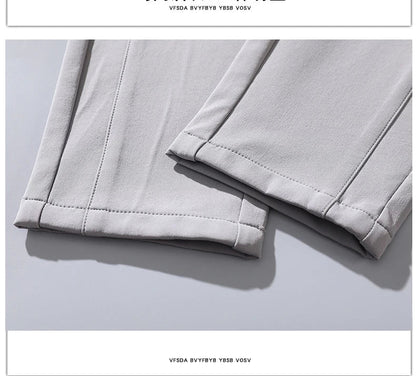 Winter Fleece Golf Casual Pants Men Business Slim Stretch Jogger Thick Trousers Korean Classic Elastic Waist Velvet Male Pants