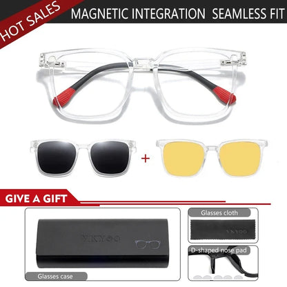 NEW IN Magnetic Clip on Optical Myopia Glasses For Men Women Polarized Sunglasses Prescription Reading Glasses TJ2190