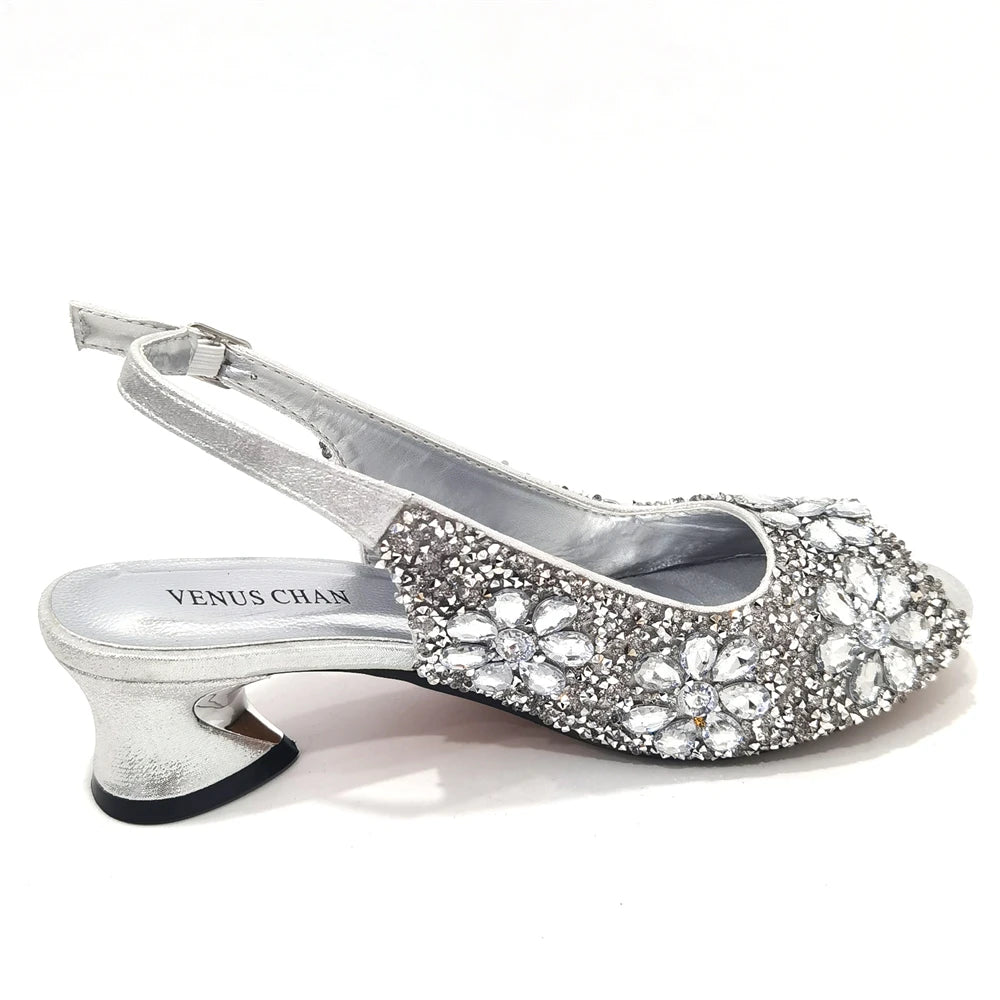 Summer Sandals for Party and Weddings Peep-Toe Bridal Shoes Women 2023 Comfortable Shoes and Bag Set for Lady