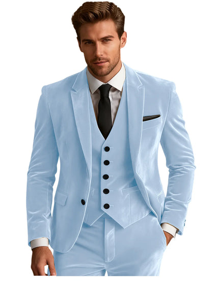 Elegant Wedding Men's Suit Business Tuxedos Formal 3 Piece Set Jacket Vest Pants Single Breasted Men Sport Coats Blazers