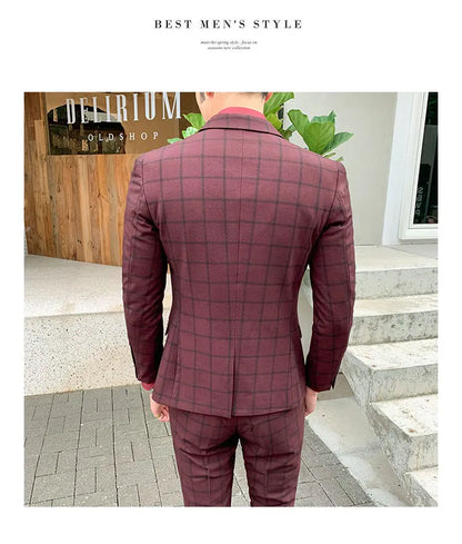 Men's Slim Fit Business Suit High Quality Boutique Fashion Two-Piece Set Handsome Trend Banquet Four Seasons Trousers Included