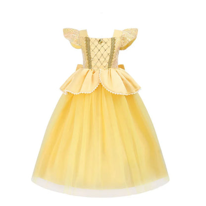 Belle Princess Dress Girls Cosplay Beauty and The Beast Cinderella Snow White Costumes Kids Halloween Carnival Clothes