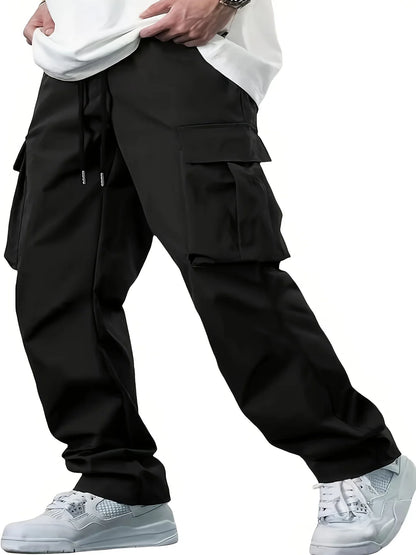 2024 Amazon Summer New Men's Work Pants European and American Independent Station Drawstring Multi Pocket Casual Pants