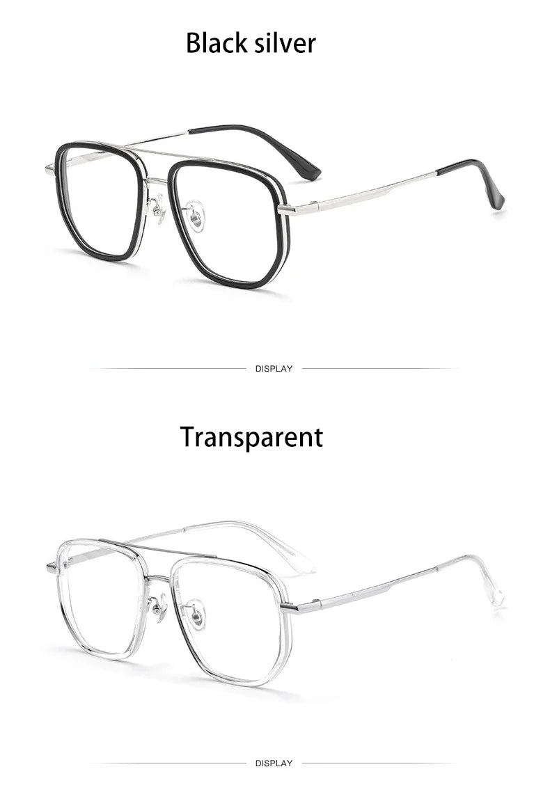 Ultra Lightweight Titanium Frame TR90 Retro Polygonal Eyeglasses Frames Anti Blue Light Glasses Customizable Prescription