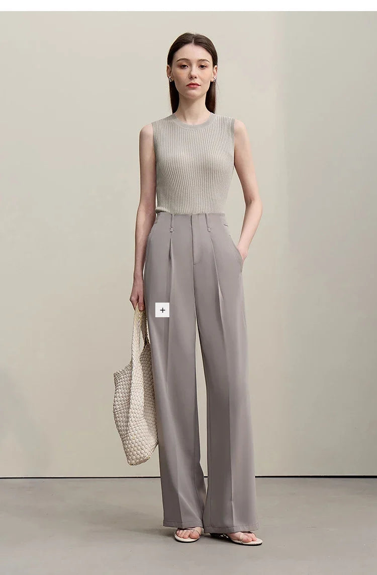 Women's Tank Top 2026 Summer New Straight Fit Sleeveless Solid Color Vest Versatile Basic Knitted Cami For Women 12622084