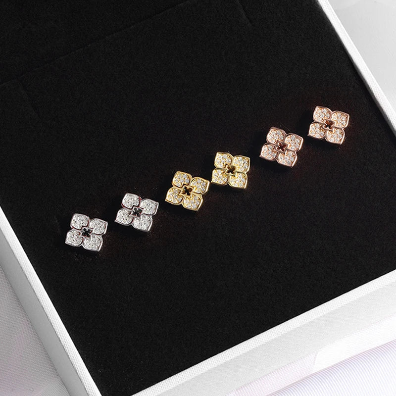 Each 0.9mm Full Moissanite Stud Earrings for Women Flower Classic Girl Earring Lab Diamond 925 Sterling Silver Jewelry