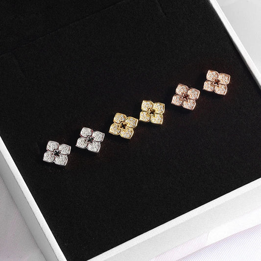 Each 0.9mm Full Moissanite Stud Earrings for Women Flower Classic Girl Earring Lab Diamond 925 Sterling Silver Jewelry