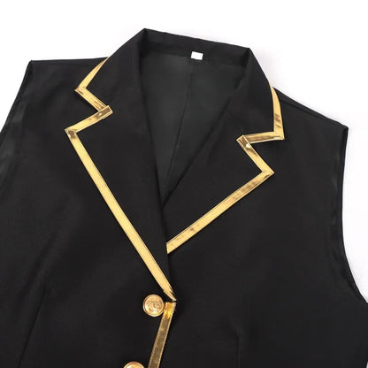 British Style Men Red Sleeveless Vest Jacket, Thin Single Button V-neck Waistcoat, Gold Striped Patchwork.