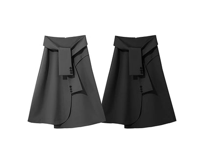 Minimalist New Skirt Women Summer 2025 Solid Loose Mid-length A-line Asymmetric Skirts Female Fashion Office Lady 12542045