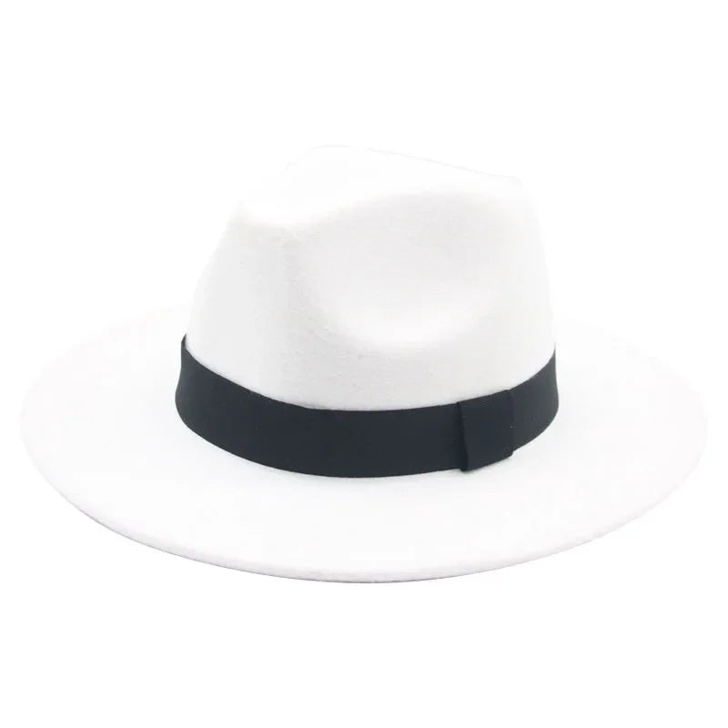 Fedora Hat Women Winter Hats for Women Ribbon Band Men's Hat Wide Brim Classic Beige Wedding Church Bowler New Cap chapeau femme