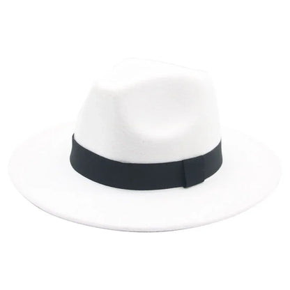 Fedora Hat Women Winter Hats for Women Ribbon Band Men's Hat Wide Brim Classic Beige Wedding Church Bowler New Cap chapeau femme