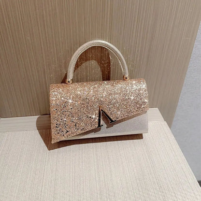 Gold Sequin Evening Bag Women Elegant Fashion Banquet Clutch Chain Shoulder Bags Luxury Purse Female Wedding Party Handbags