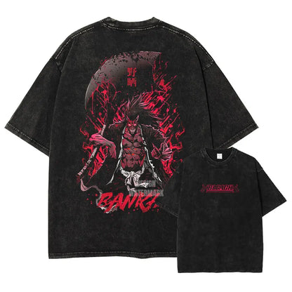 Japan Anime Bleach Aizen Sousuke Graphic Tee Men Oversized Washed Tshirts Manga Casual T Shirt Harajuku Male Cotton T-shirt