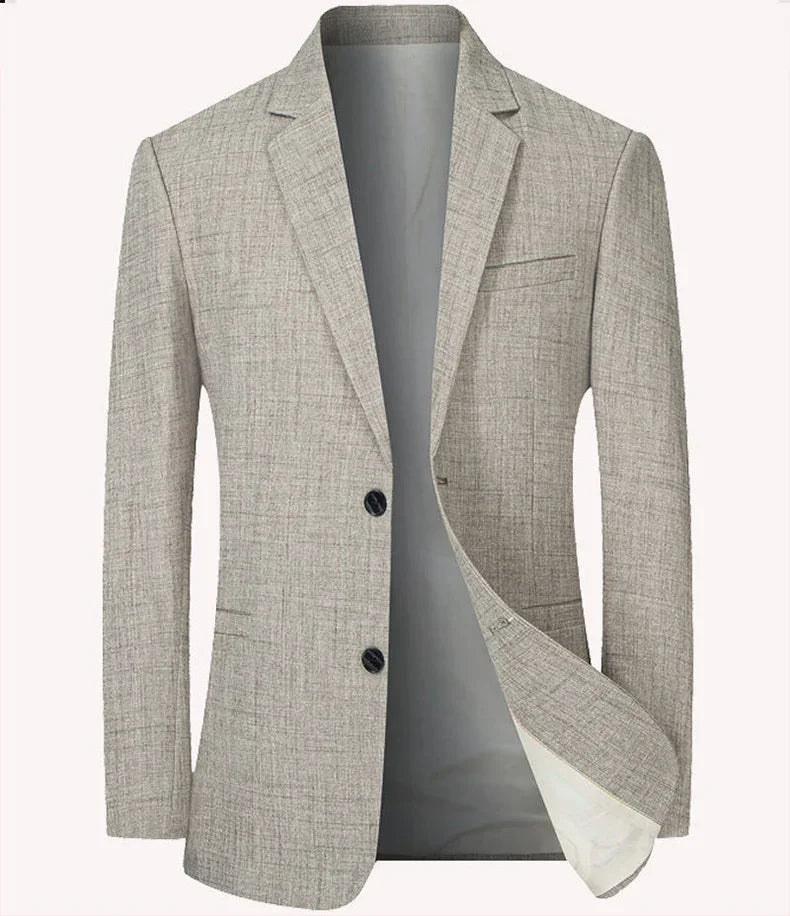Brand Middle Aged Men Blazers Jacket 2026 Spring Autumn Two Buttons Business Casual Blazer Male Minimalist Mans Clothing