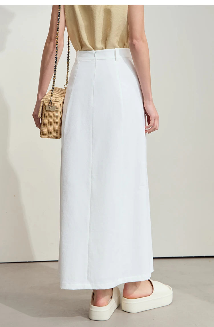 Minimalism 2025 New Long Skirts For Women Summer Vocation Black Pleated Elegant Office Lady Commuting Loose Skirt 12542102