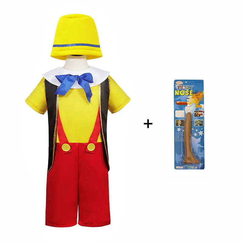 Umorden Puppet Pinocchio Costume for Kid Child Toddler Boy with Long Nose 3-4T 4-12T