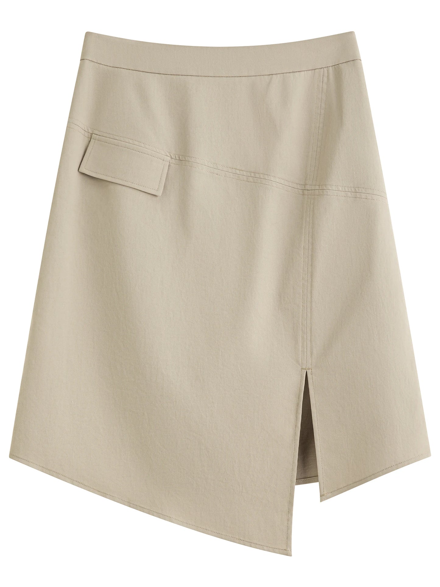 Women 2025 Summer New Style Design-Sensitive Asymmetric Workwear-Style Half Skirt for Commuting A-Line Mini Skirt 25FS12434