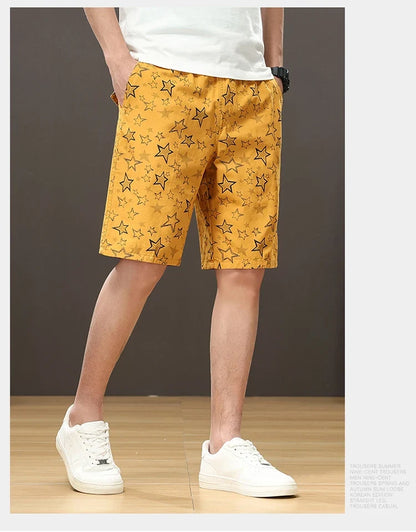 Streetwear Star Print Shorts Men Hawaii Beach Casual Shorts Outdoor Cotton Sports Elastic Waist 6XL Oversized Baggy Half Pants
