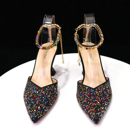 New Arrival Fashion Style Pointed Shoes Bag Soft Handle Bag Anklet Design Medium Heel Ladies Shoes Suitable for Wedding Party