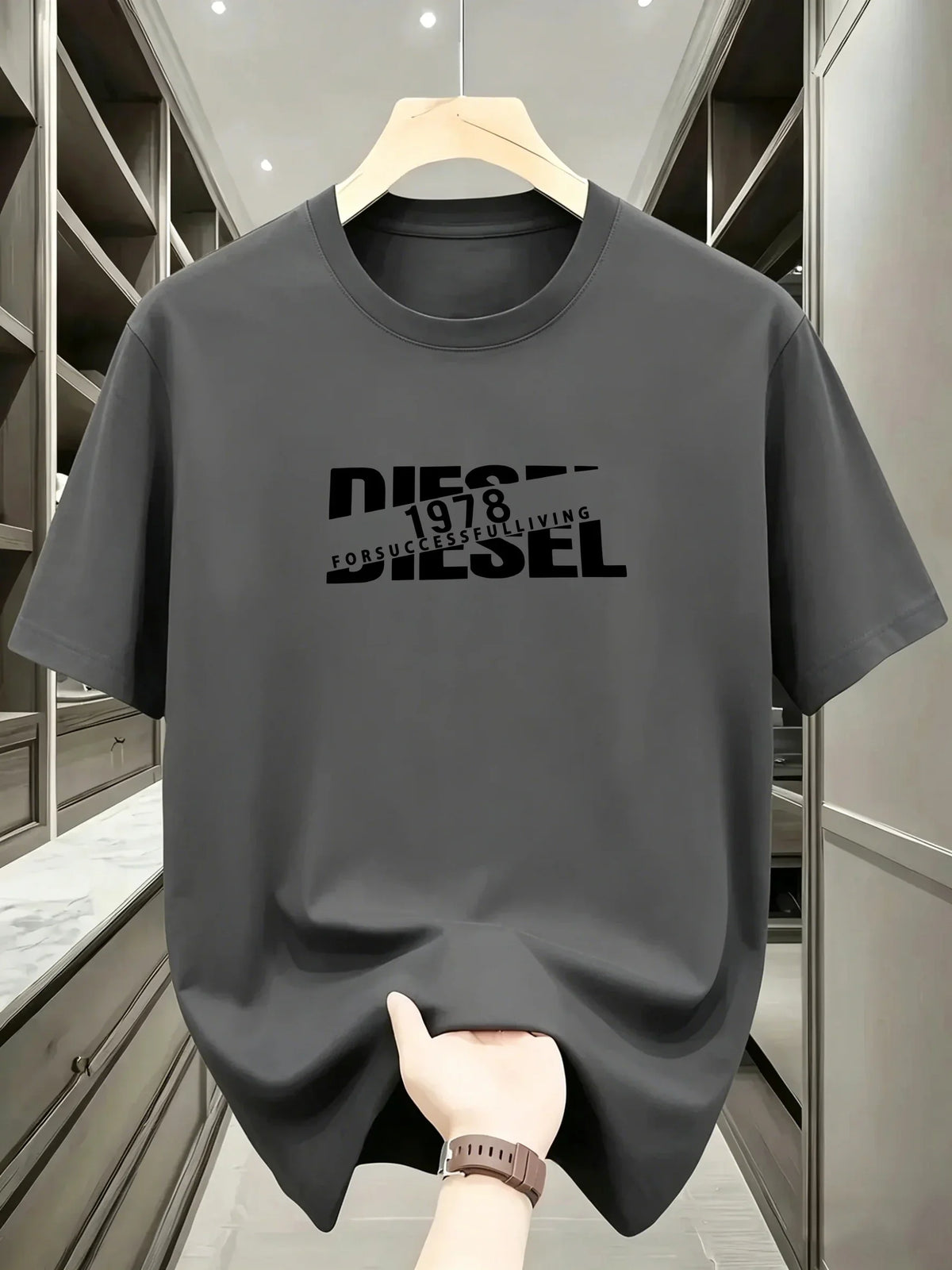 New European and American Trendy Men's Fashionable Casual Short Sleeved T-shirt, Solid Color T-shirt, Men's Summer Sports Tops