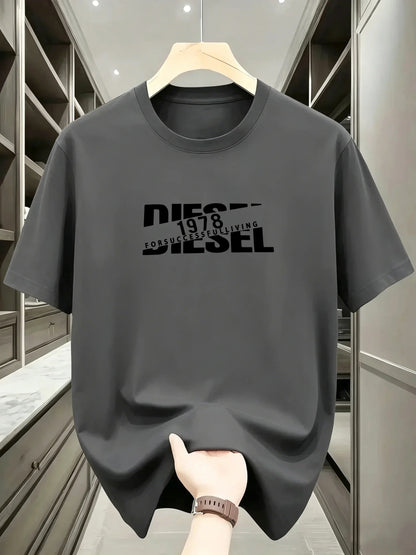 New European and American Trendy Men's Fashionable Casual Short Sleeved T-shirt, Solid Color T-shirt, Men's Summer Sports Tops