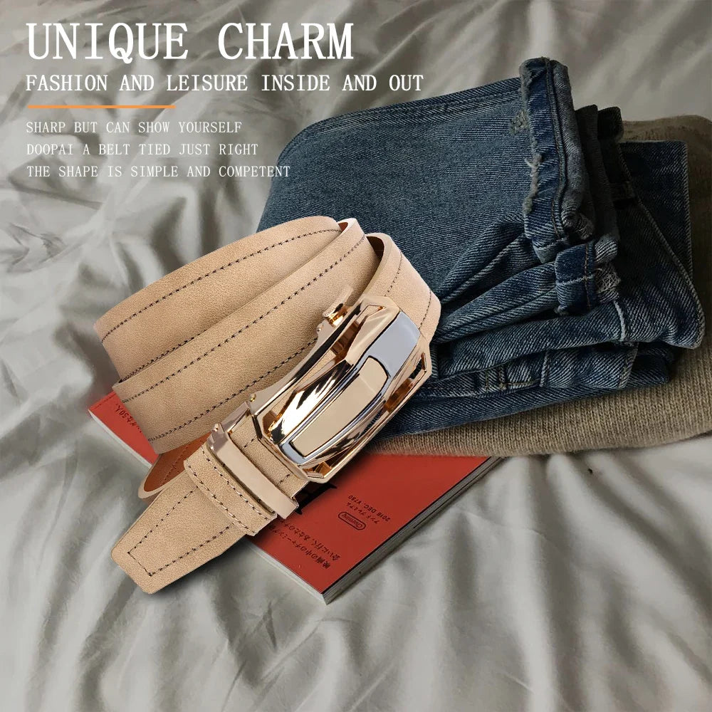 Mens Belt Automatic Metal Alloy Buckle Belt High Quality PU Luxury Belt for Men Belt Strap Male High Quality Designers 105 115cm