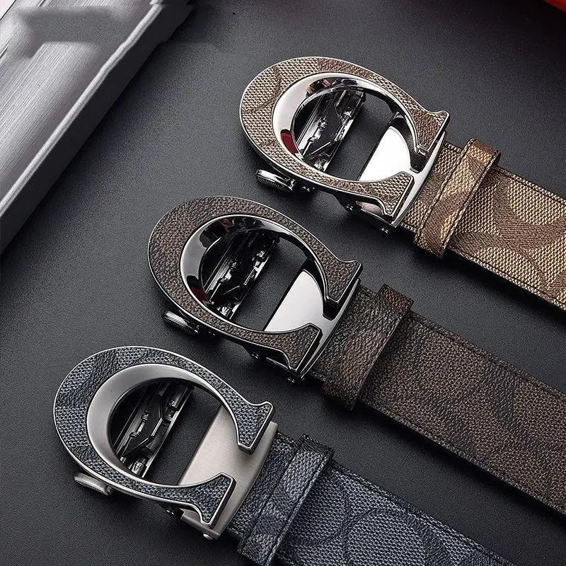 New 3.4cm fashion Women's Belt Formal Leather Canvas Male Belt High Quality Metal Automatic Buckle business Belt for men jeans