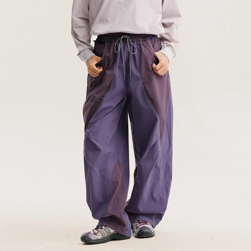 Men Outdoor Lightweight Quick Dry Ultra Loose Casual Splice Wide Leg Techwear Track Cargo Pants Women Streetwear Baggy Trousers