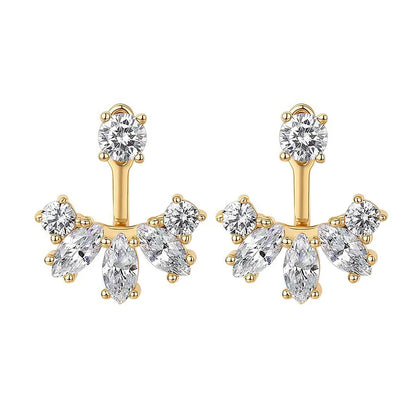 Round/Marquise Cut Moissanite Diamond Stud Earrings with Certificates S925 Silver Detachable Earcuff Drop Earring for Women