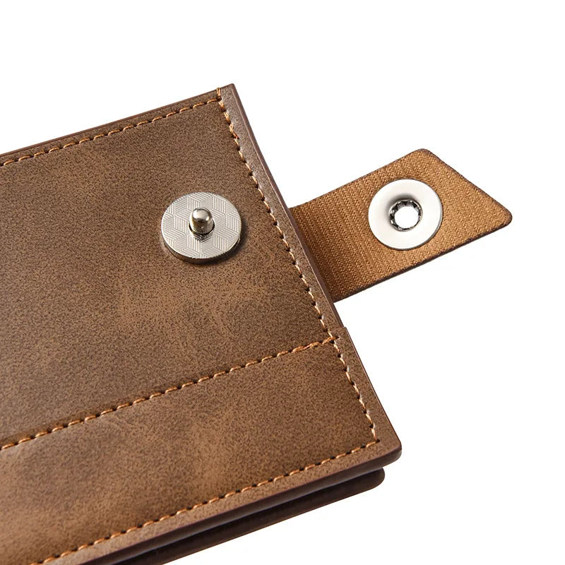 Men's Wallet Pu Leather Short NO Zipper Buckle Wallet Solid Color Wear-Resistant Leather Clip Daily Casual Fashion Zero Wallet