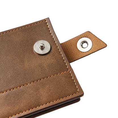 Men's Wallet Pu Leather Short NO Zipper Buckle Wallet Solid Color Wear-Resistant Leather Clip Daily Casual Fashion Zero Wallet