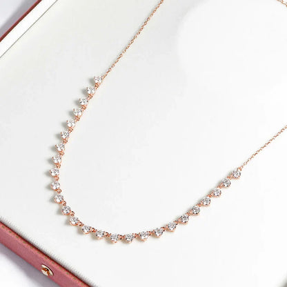 4mm All Moissanite Necklaces for Women 42cm Adjustable Chain Sparkling 1/2 Tennis Necklace 925 Sterling Silver Jewelry