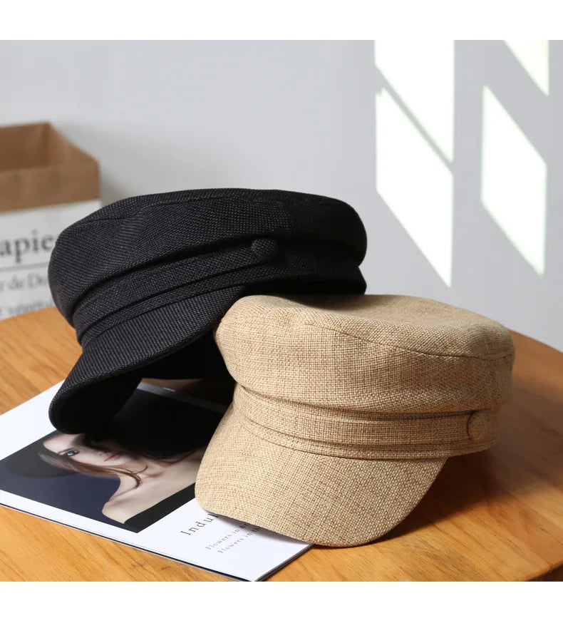 Octagonal Hats Women Beret Girls Octagonal Flat Cap Cotton Navy Hats for Women Stylish Artist Painter Newsboy Hats Army Cap