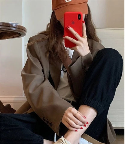 2025 New Spring Summer Elegant Office Lady Coat Loose Solid Thin Long Sleeved Women Blazer All-Match Casual Jacket