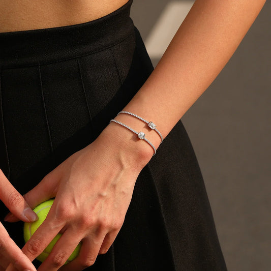 Bracelet de tennis en moissanite taille émeraude 1 carat couleur D, en argent sterling 925, bracelets élégants de mariage pour femmes, bijoux quotidiens