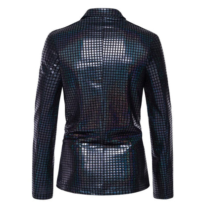 2026 New Men's Blue Plaid Suit Jacket, Fashion Blazer Coats, Black Green Silver Male Tops S M L XL XXL XXXL