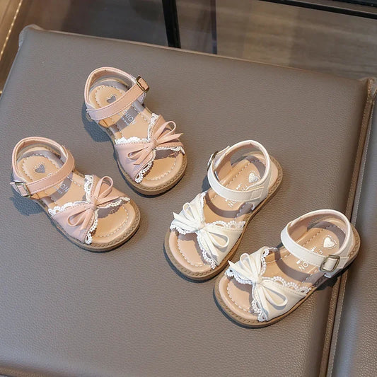 Girls Cute Lace Bow Princess Sandals New Little Kids Soft-soled Beach Summer Shoes Size 22-31
