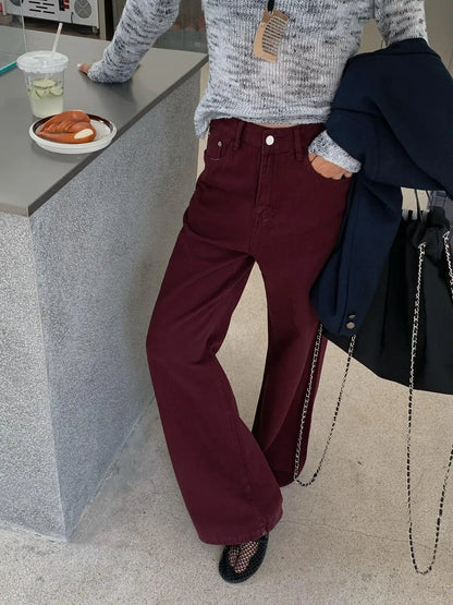 7 Colors Straight Jeans Women Autumn 2024 Wide Leg Straight Denim Pants Streetwear 2024