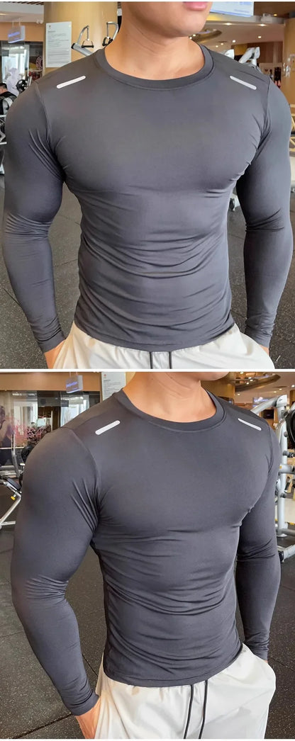 Long Sleeve T-shirt Fitness Basketball Running Tight Men Spandex Bodybuilding Sports Shirt Gym Training Compression Sport Top