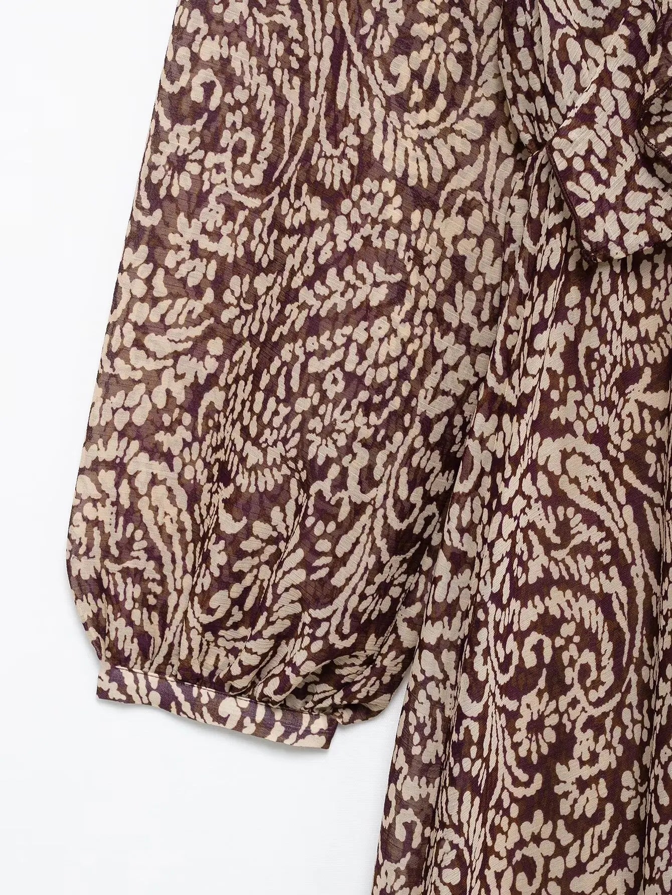 Ele Layered Decorative Print Midi Dr Spring New Arrival Women's Faion JNLEAOG Long Sve V-Ne High Waist Skirt