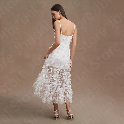 New Arrival 2024 Wedding Dresses Short Bridal Gowns Sleeveless with Straps Bride Dress Mid Calf Length Wedding Gowns Customized