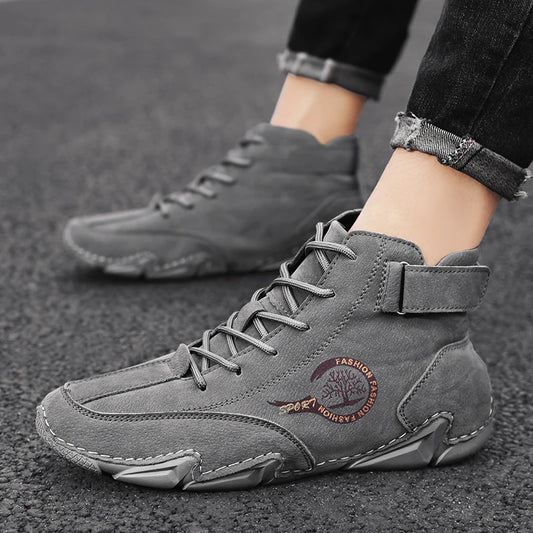 Winter Men Boots Suede Leather With Fur Ankle Boots Men Leisure Boots Keep Warm Western Boots Men Casual Sneakers Bota Masculina