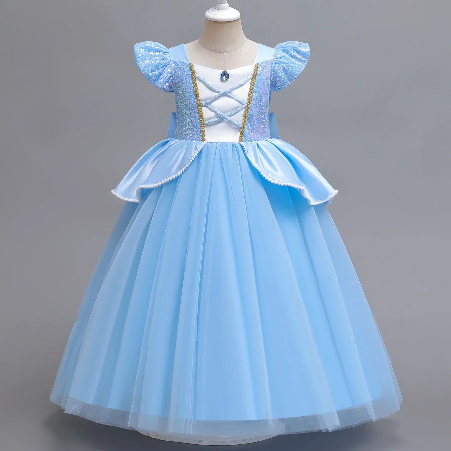 Deluxe Elegant Cinderella Princess Ball Gown Fancy Birthday Cinderella Party Dress Vestidos Costume Play Carnival Apparel