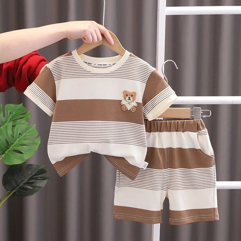 New Summer Baby Girl Clothes Suit Boys Clothing Children Striped T-Shirt Shorts 2Pcs/Sets Toddler Casual Costume Kids Tracksuits
