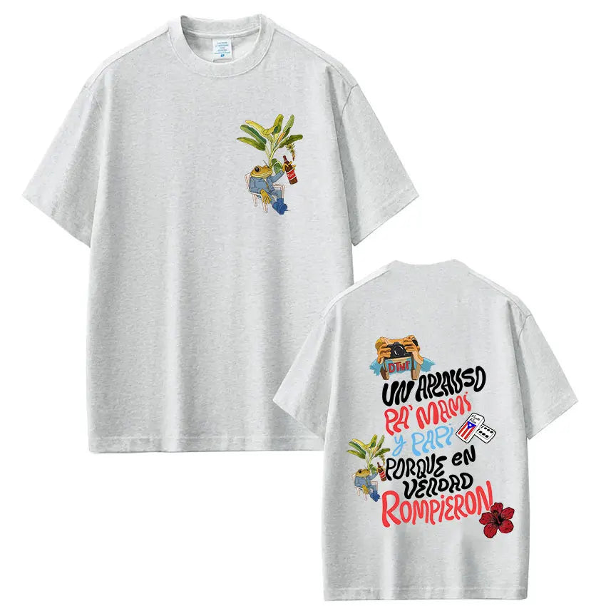 Rapper Bad Bunny T-shirt Debi Tirar Mas Fotos DTMF World Tour T Shirts Men's Clothing Fashion Hip Hop Vintage T-shirt Streetwear