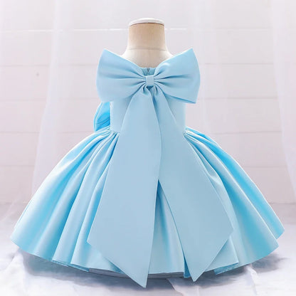 Big Bow Baby Girls Party Dress Toddler 1st Birthday Baptism Princess Kids Dresses for Girl White Wedding Prom Christmas Costumes